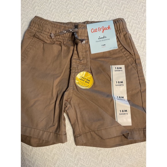 Cat & Jack Boys 18M Brown Flexi Waistband Easy On Drawstring Shorts NWT - Picture 2 of 9